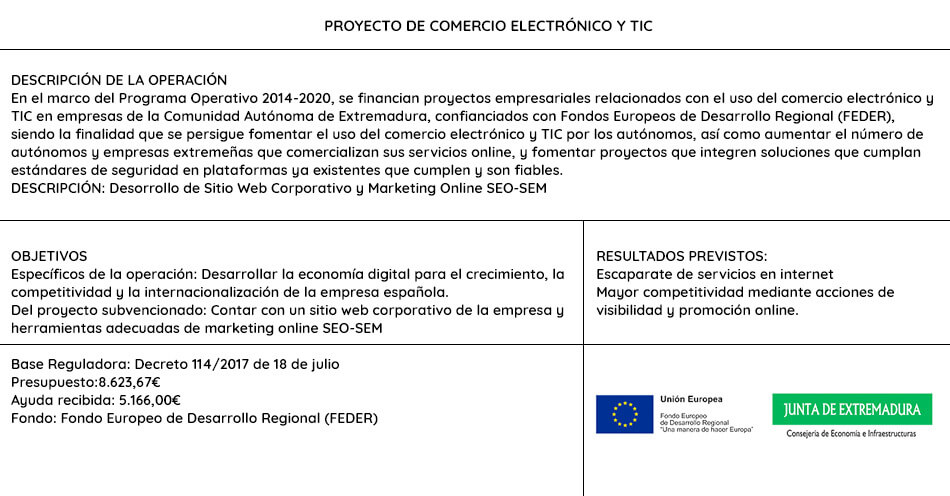 Información ayuda UE y Junta de Extremadura